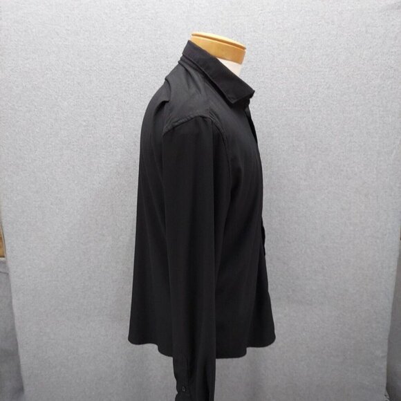 Denim & Flower Men's Black Button Down Textured Casual Shirt Sz XL Relaxed - Picture 2 of 4